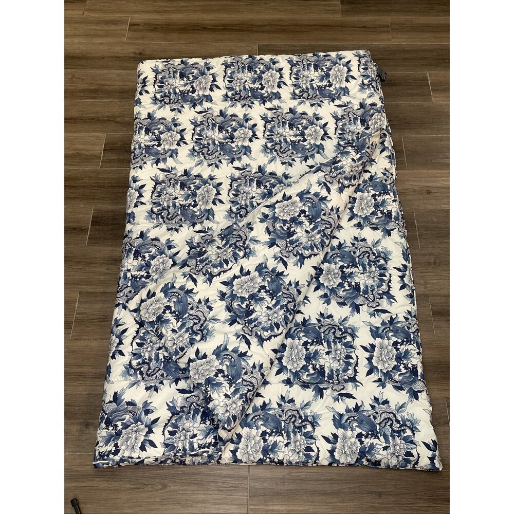 VTG Ralph Lauren Home Comforter Twin Blue White Floral Dragon Print 80s 90s EUC - Picture 6 of 7